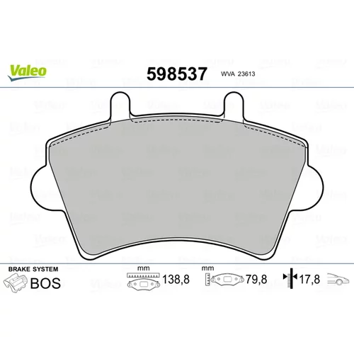 Sada brzdových platničiek kotúčovej brzdy 598537 /VALEO/