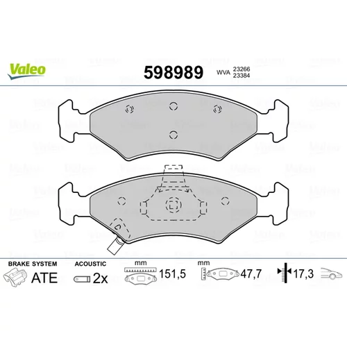 Sada brzdových platničiek kotúčovej brzdy VALEO 598989