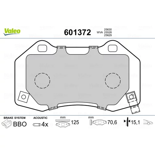 Sada brzdových platničiek kotúčovej brzdy VALEO 601372