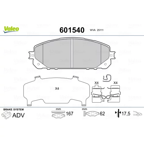 Sada brzdových platničiek kotúčovej brzdy VALEO 601540