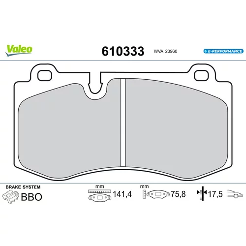 Sada brzdových platničiek kotúčovej brzdy VALEO 610333