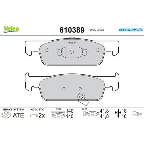 Sada brzdových platničiek kotúčovej brzdy VALEO 610389