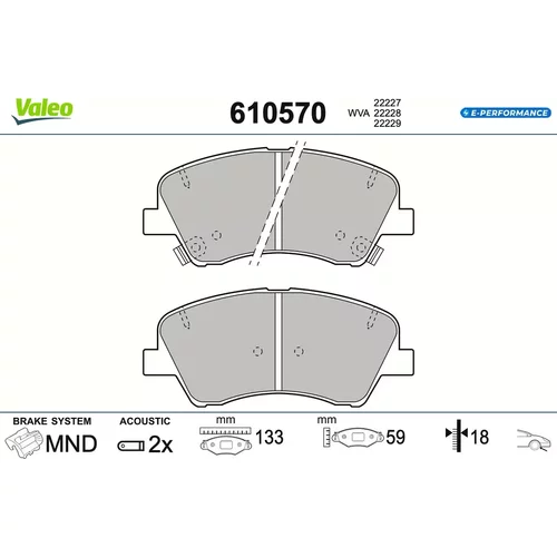 Sada brzdových platničiek kotúčovej brzdy VALEO 610570