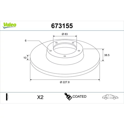 Brzdový kotúč VALEO 673155