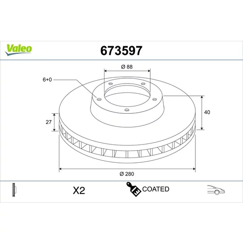 Brzdový kotúč VALEO 673597