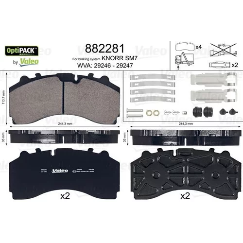Sada brzdových platničiek kotúčovej brzdy 882281 /VALEO/ - obr. 1