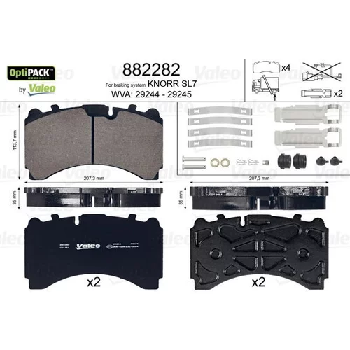 Sada brzdových platničiek kotúčovej brzdy 882282 /VALEO/ - obr. 1