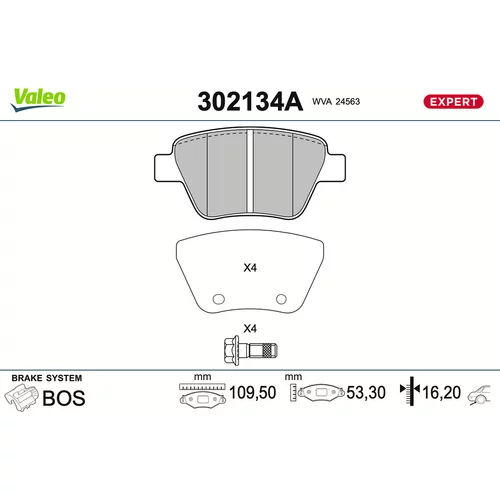 Sada brzdových platničiek kotúčovej brzdy VALEO 302134A