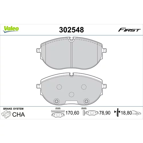 Sada brzdových platničiek kotúčovej brzdy VALEO 302548