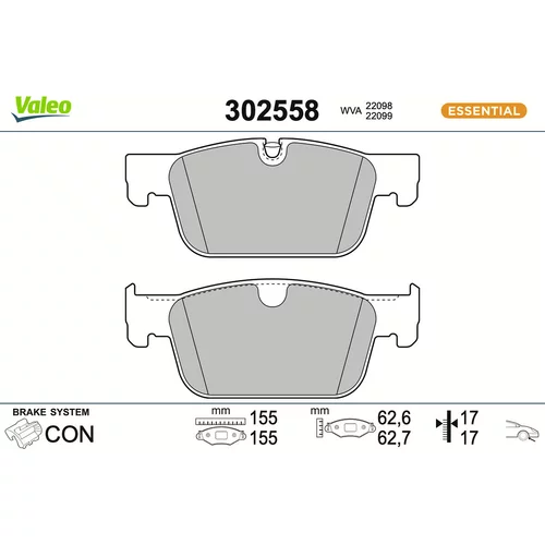 Sada brzdových platničiek kotúčovej brzdy VALEO 302558