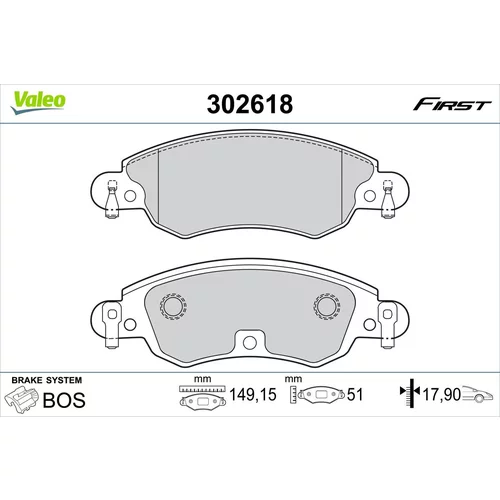Sada brzdových platničiek kotúčovej brzdy VALEO 302618