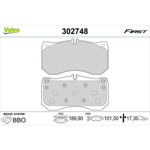 Sada brzdových platničiek kotúčovej brzdy 302748 /VALEO/
