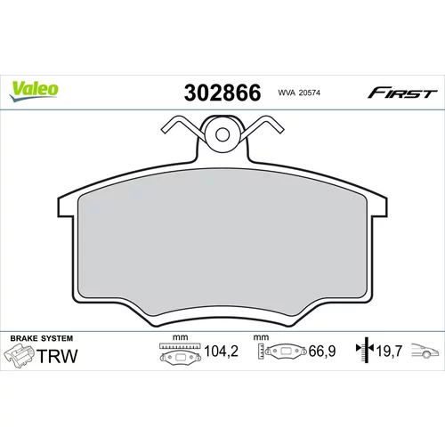 Sada brzdových platničiek kotúčovej brzdy VALEO 302866
