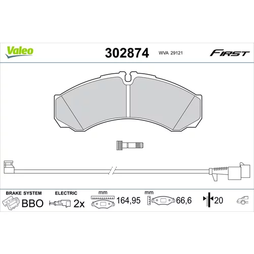 Sada brzdových platničiek kotúčovej brzdy VALEO 302874