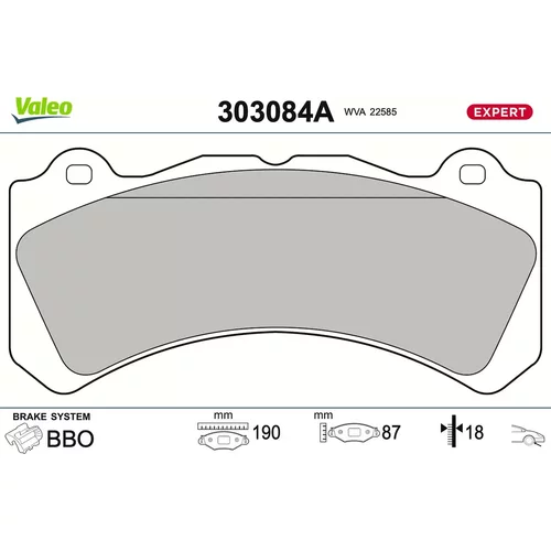 Sada brzdových platničiek kotúčovej brzdy VALEO 303084A