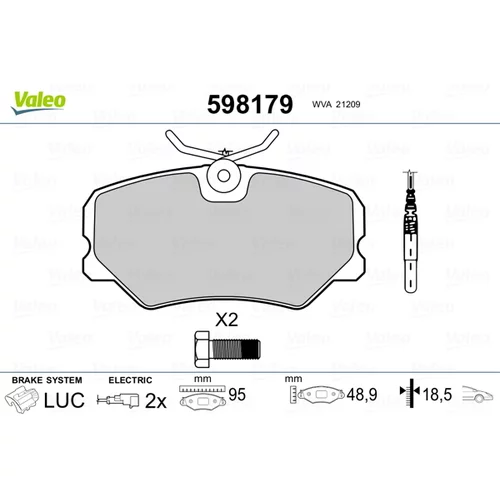 Sada brzdových platničiek kotúčovej brzdy VALEO 598179