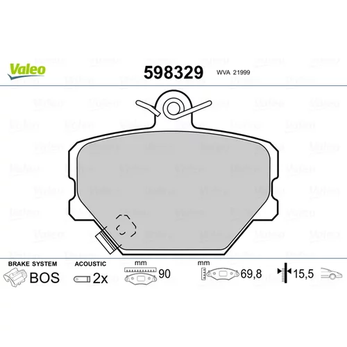 Sada brzdových platničiek kotúčovej brzdy 598329 /VALEO/