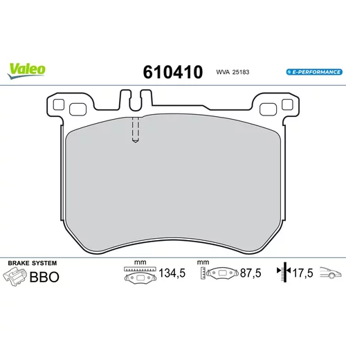 Sada brzdových platničiek kotúčovej brzdy VALEO 610410