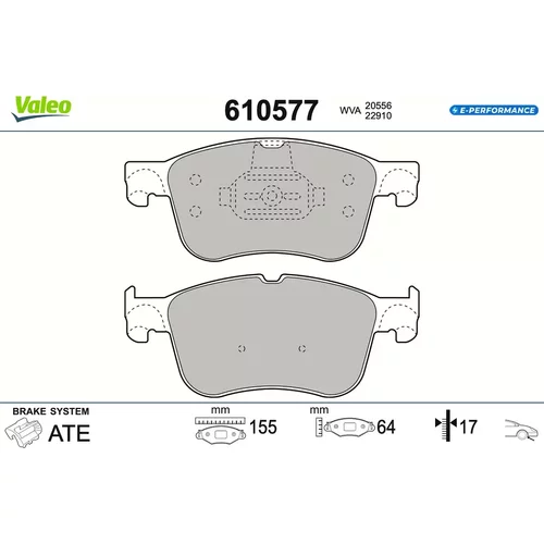 Sada brzdových platničiek kotúčovej brzdy VALEO 610577