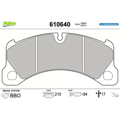 Sada brzdových platničiek kotúčovej brzdy VALEO 610640