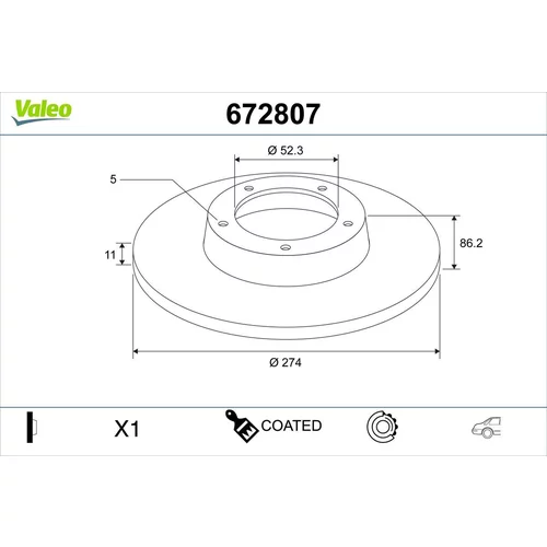 Brzdový kotúč VALEO 672807