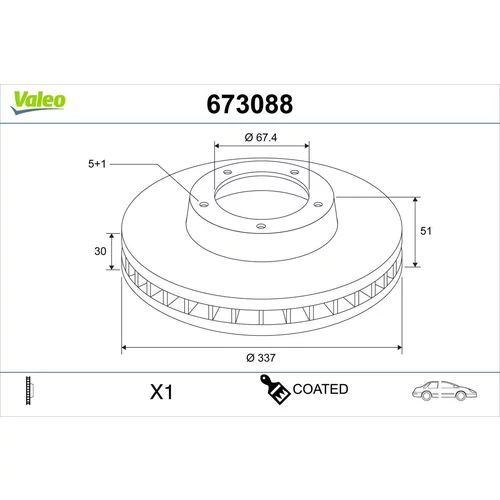 Brzdový kotúč VALEO 673088