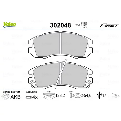 Sada brzdových platničiek kotúčovej brzdy VALEO 302048