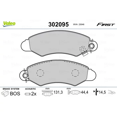 Sada brzdových platničiek kotúčovej brzdy VALEO 302095