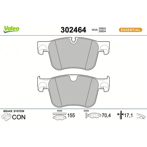 Sada brzdových platničiek kotúčovej brzdy VALEO 302464