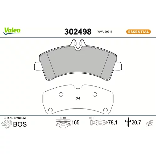 Sada brzdových platničiek kotúčovej brzdy VALEO 302498