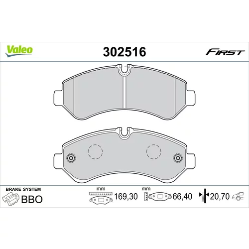 Sada brzdových platničiek kotúčovej brzdy VALEO 302516
