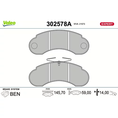 Sada brzdových platničiek kotúčovej brzdy VALEO 302578A
