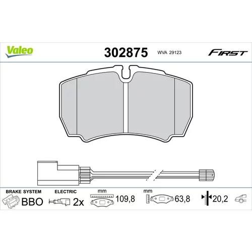 Sada brzdových platničiek kotúčovej brzdy VALEO 302875