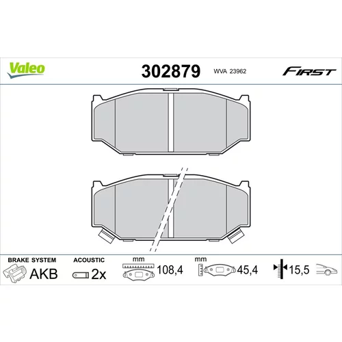 Sada brzdových platničiek kotúčovej brzdy VALEO 302879