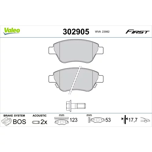 Sada brzdových platničiek kotúčovej brzdy VALEO 302905