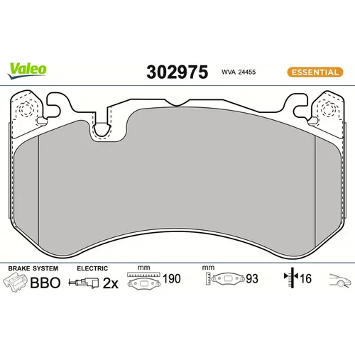 Sada brzdových platničiek kotúčovej brzdy VALEO 302975