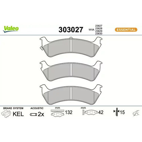 Sada brzdových platničiek kotúčovej brzdy VALEO 303027
