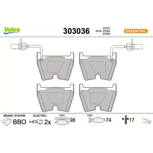 Sada brzdových platničiek kotúčovej brzdy VALEO 303036