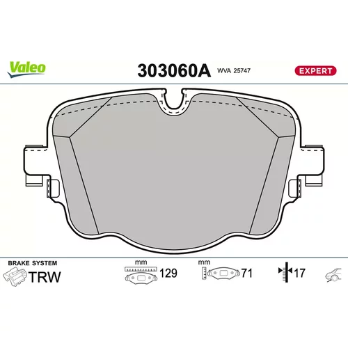 Sada brzdových platničiek kotúčovej brzdy VALEO 303060A
