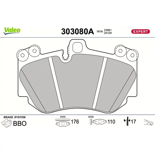 Sada brzdových platničiek kotúčovej brzdy VALEO 303080A