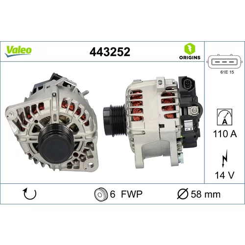 Alternátor VALEO 443252