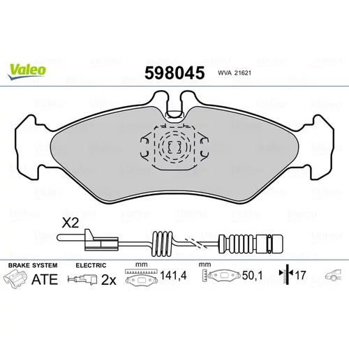 Sada brzdových platničiek kotúčovej brzdy VALEO 598045