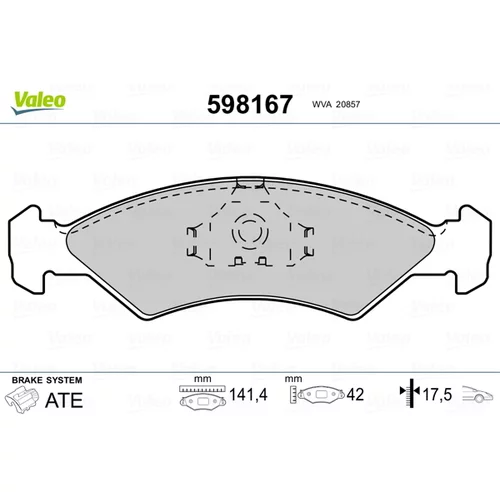 Sada brzdových platničiek kotúčovej brzdy VALEO 598167