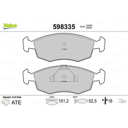 Sada brzdových platničiek kotúčovej brzdy VALEO 598335