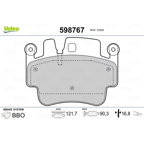 Sada brzdových platničiek kotúčovej brzdy VALEO 598767
