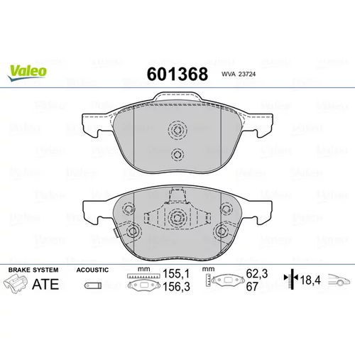 Sada brzdových platničiek kotúčovej brzdy VALEO 601368