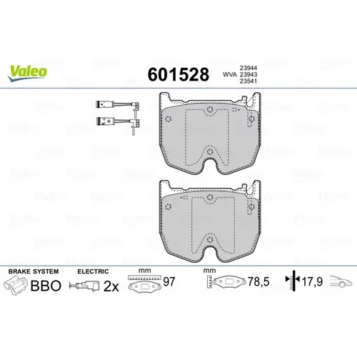 Sada brzdových platničiek kotúčovej brzdy 601528 /VALEO/