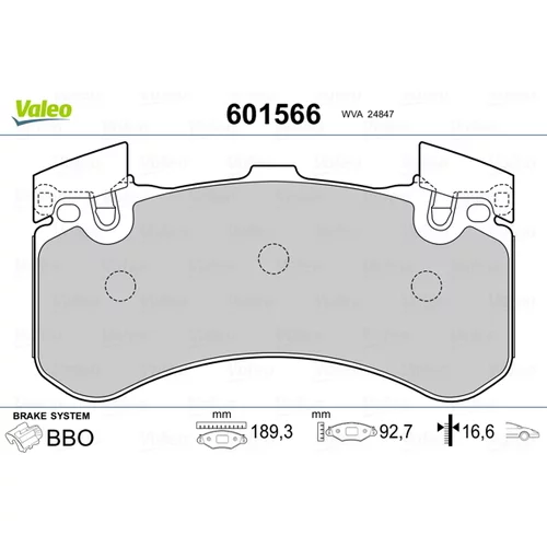 Sada brzdových platničiek kotúčovej brzdy VALEO 601566