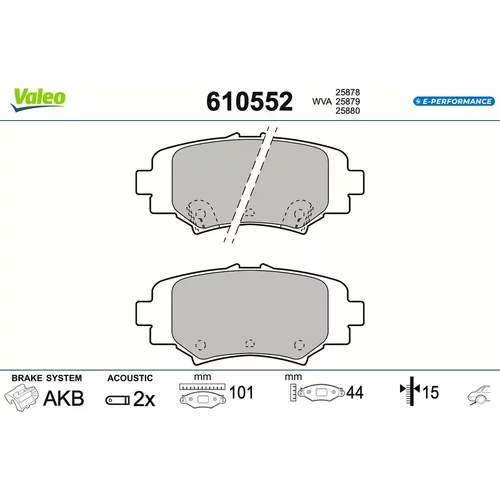 Sada brzdových platničiek kotúčovej brzdy VALEO 610552
