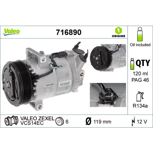 Kompresor klimatizácie 716890 /VALEO/